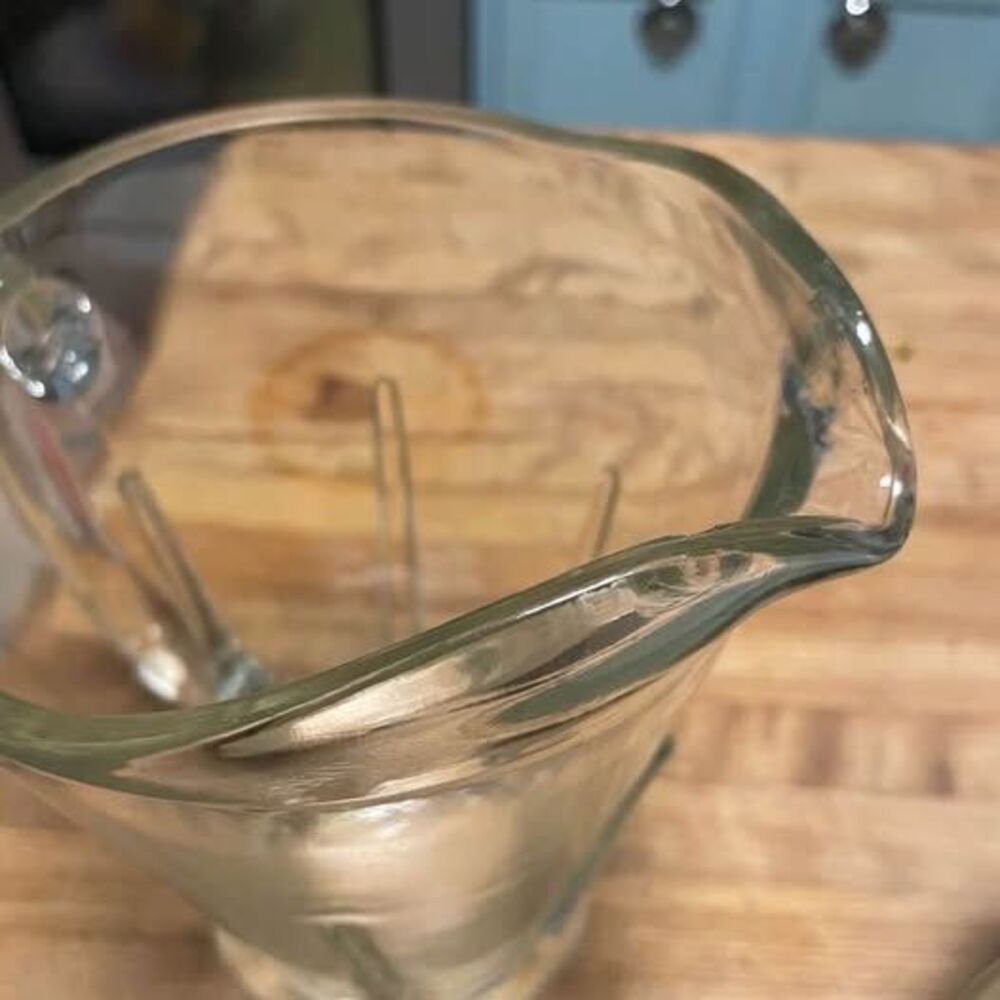 Heavy Clear Glass Ribbed Pitcher - Picture 3 of 7